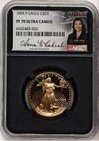 1992-P Proof Gold Eagle 1/2 oz Anna Cabral Prestige Treasurer Series NGC PF70
