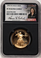 1994-W Proof Gold Eagle 1/2 oz Anna Cabral Prestige Treasurer Series NGC MS70