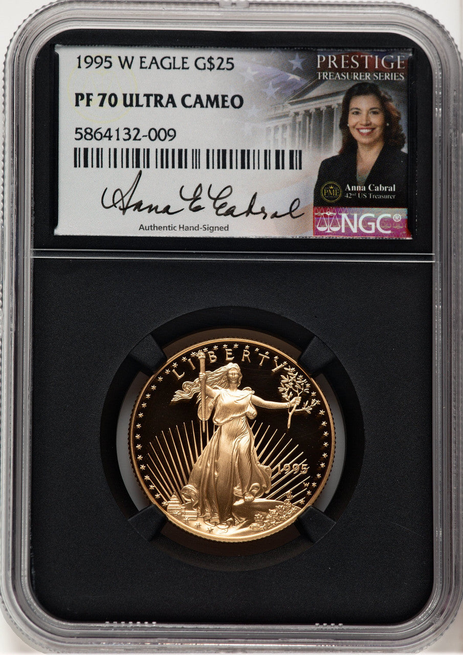 1995-W Proof Gold Eagle 1/2 oz Anna Cabral Prestige Treasurer Series NGC PF70