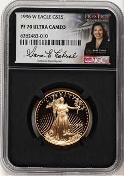 1996-W Proof Gold Eagle 1/2 oz Anna Cabral Prestige Treasurer Series NGC PF70
