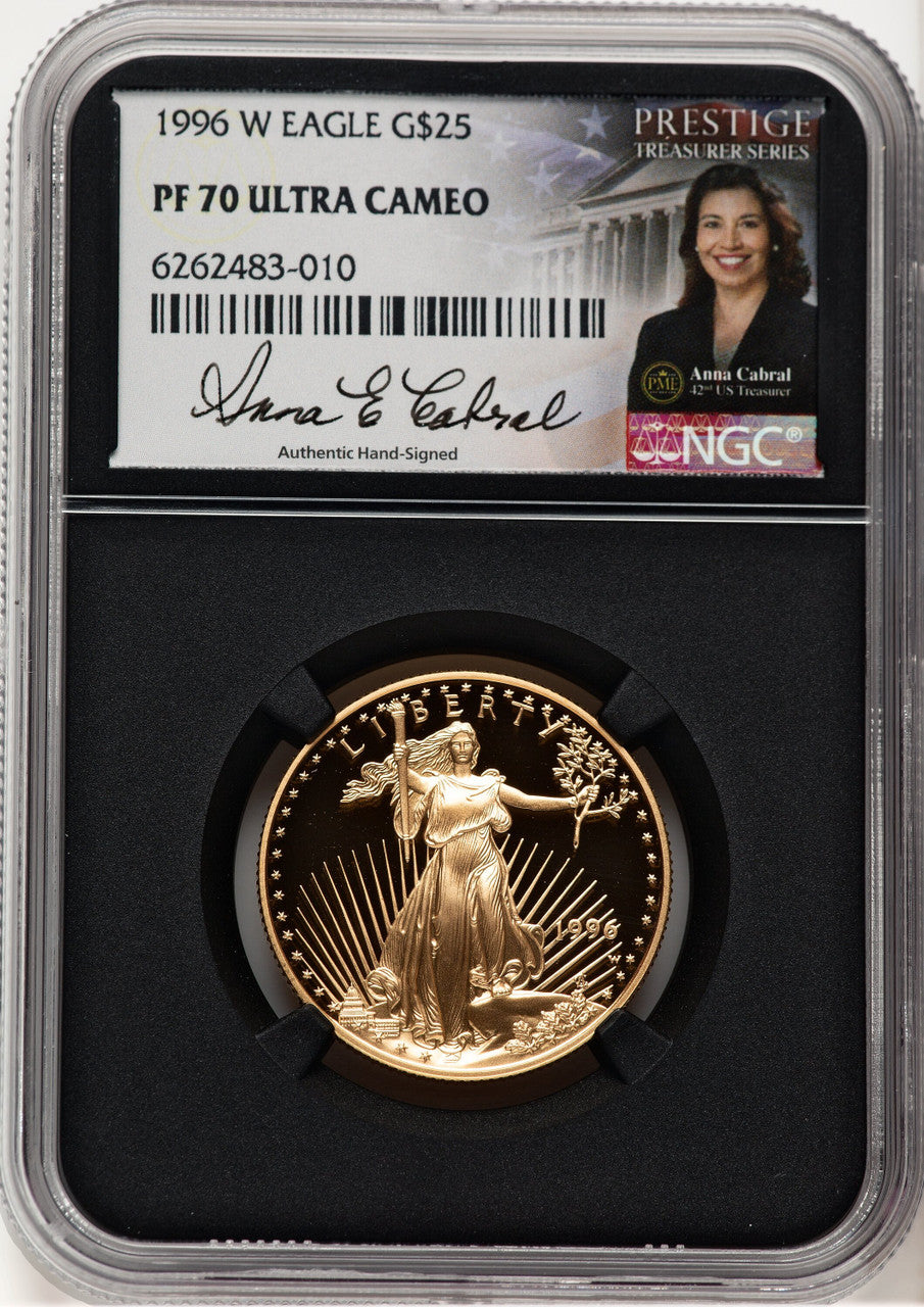 1996-W Proof Gold Eagle 1/2 oz Anna Cabral Prestige Treasurer Series NGC PF70