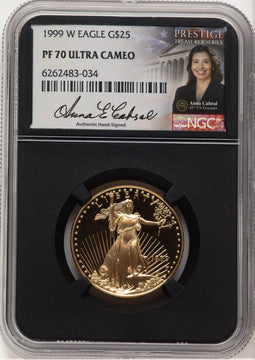 1999-W Proof Gold Eagle 1/2 oz Anna Cabral Prestige Treasurer Series NGC PF70
