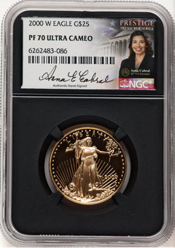 2000-W Proof Gold Eagle 1/2 oz Anna Cabral Prestige Treasurer Series NGC PF70