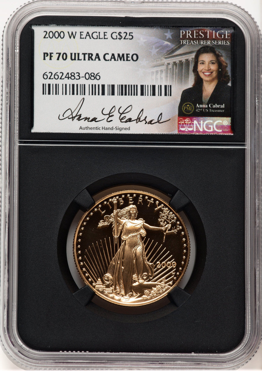 2000-W Proof Gold Eagle 1/2 oz Anna Cabral Prestige Treasurer Series NGC PF70