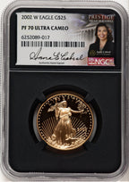 2002-W Proof Gold Eagle 1/2 oz Anna Cabral Prestige Treasurer Series NGC PF70