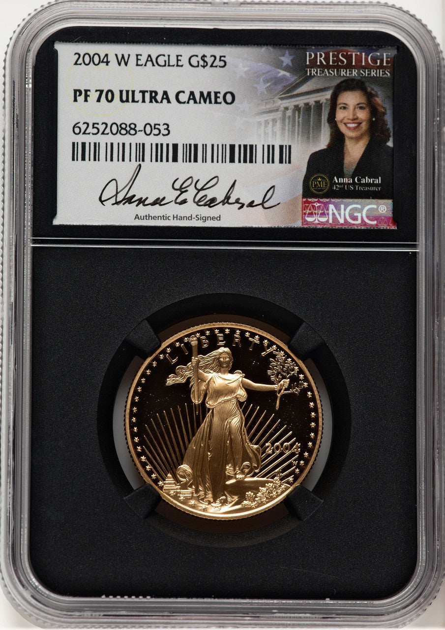 2004-W Proof Gold Eagle 1/2 oz Anna Cabral Prestige Treasurer Series NGC MS70