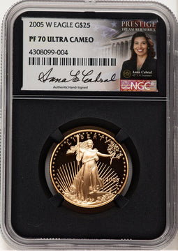 2005-W Proof Gold Eagle 1/2 oz Anna Cabral Prestige Treasurer Series NGC PF70