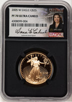 2005-W Proof Gold Eagle 1/2 oz Anna Cabral Prestige Treasurer Series NGC PF70