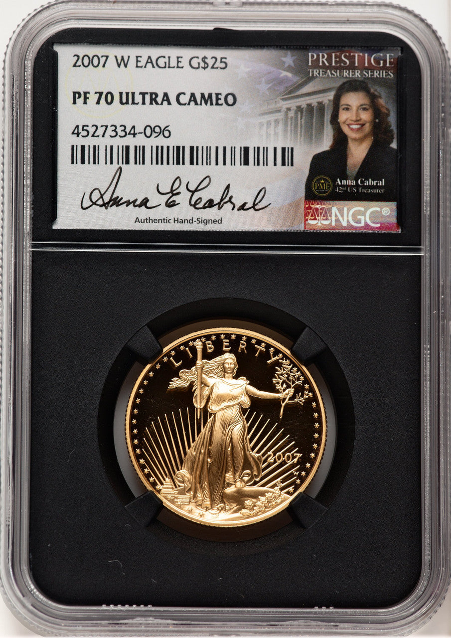 2007-W Proof Gold Eagle 1/2 oz Anna Cabral Prestige Treasurer Series NGC PF70