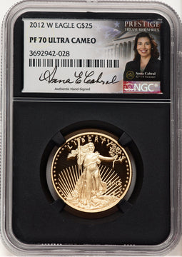2012-W Proof Gold Eagle 1/2 oz Anna Cabral Prestige Treasurer Series NGC PF70