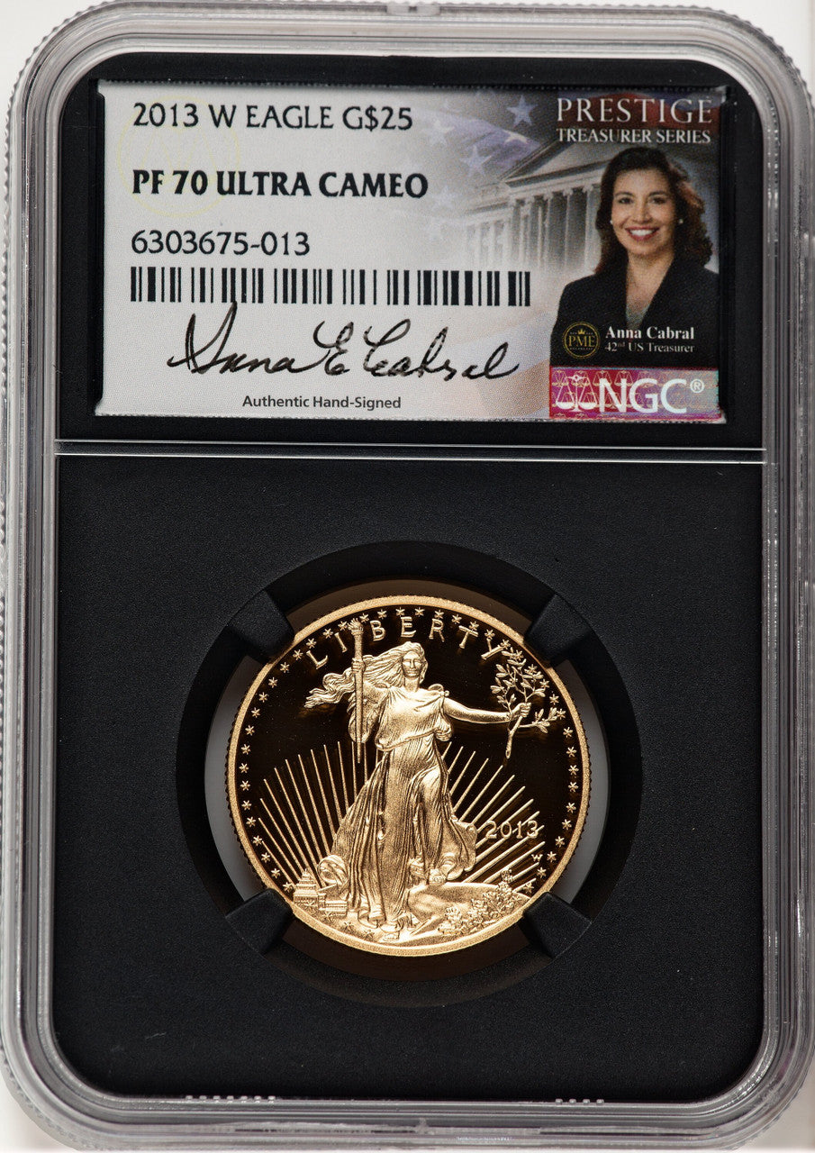 2013-W Proof Gold Eagle 1/2 oz Anna Cabral Prestige Treasurer Series NGC PF70