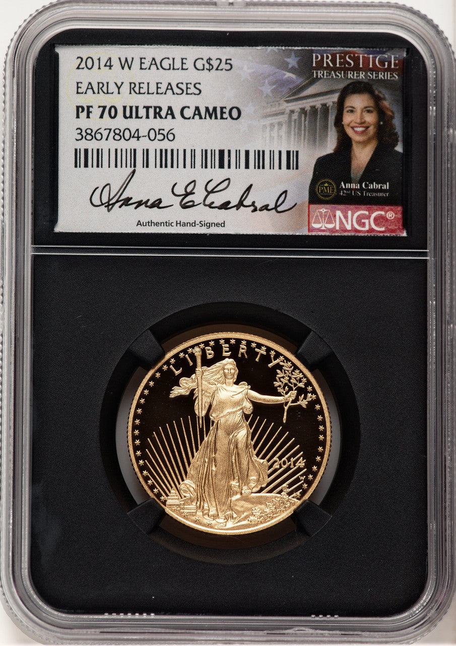 2014-W Proof Gold Eagle 1/2 oz ER Anna Cabral Prestige Treasurer Series NGC PF70