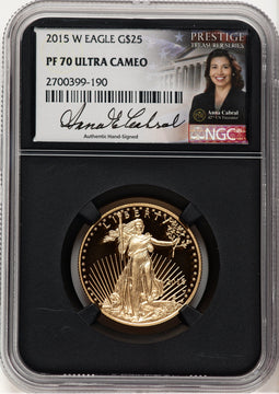 2015-W Proof Gold Eagle 1/2 oz Anna Cabral Prestige Treasurer Series NGC PF70