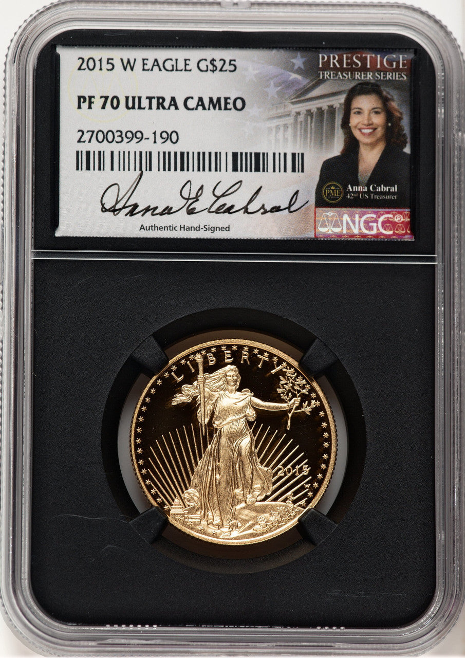 2015-W Proof Gold Eagle 1/2 oz Anna Cabral Prestige Treasurer Series NGC PF70