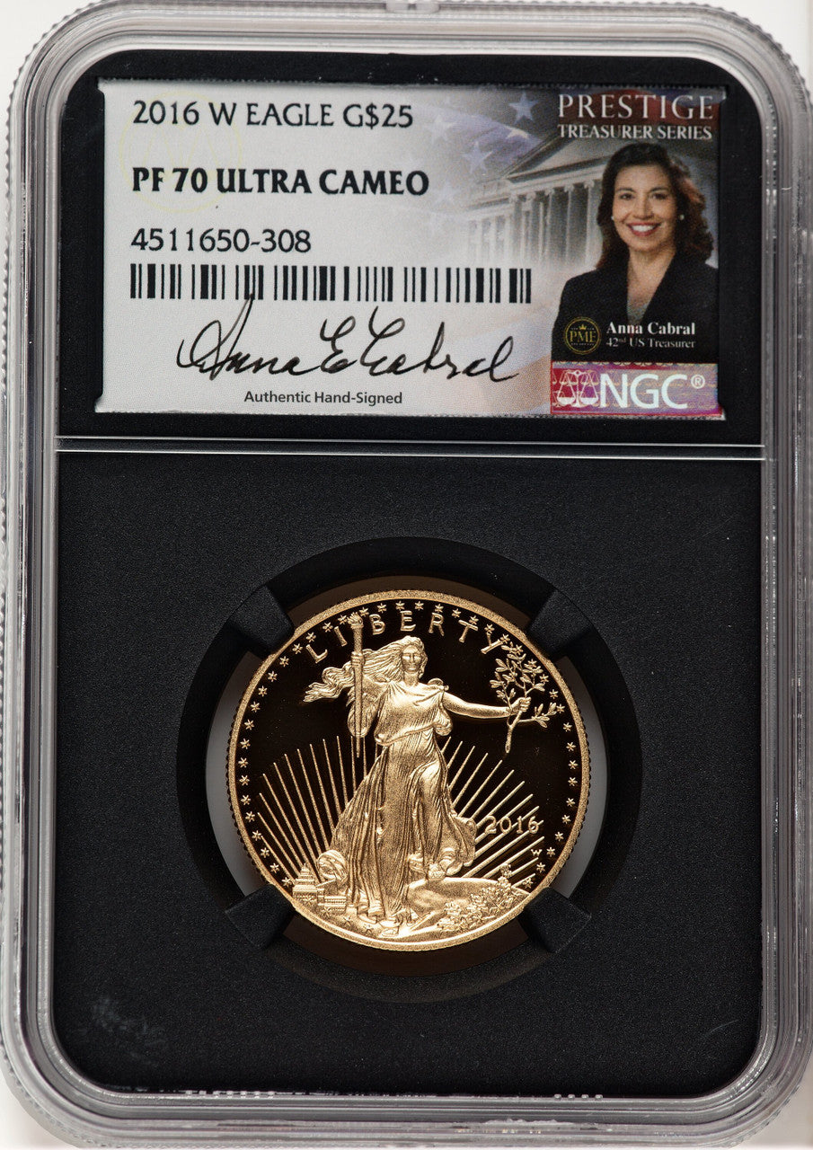 2016-W Proof Gold Eagle 1/2 oz Anna Cabral Prestige Treasurer Series NGC PF70