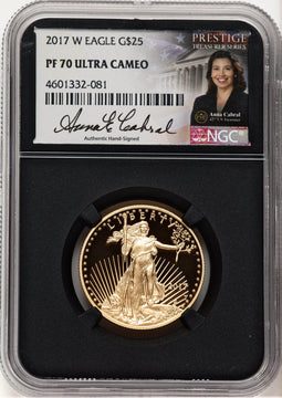 2017-W Proof Gold Eagle 1/2 oz Anna Cabral Prestige Treasurer Series NGC PF70