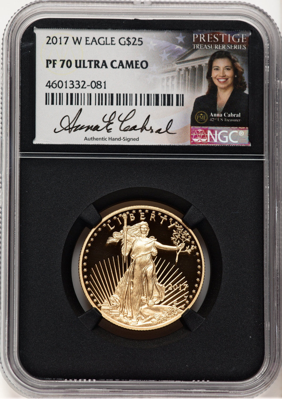 2017-W Proof Gold Eagle 1/2 oz Anna Cabral Prestige Treasurer Series NGC PF70