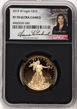 2019-W Proof Gold Eagle 1/2 oz Anna Cabral Prestige Treasurer Series NGC PF70