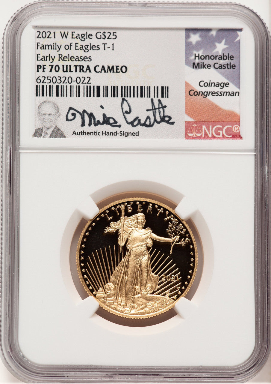 2021-W Type 1 Proof Gold Eagle 1/2 oz ER Mike Castle NGC PF70