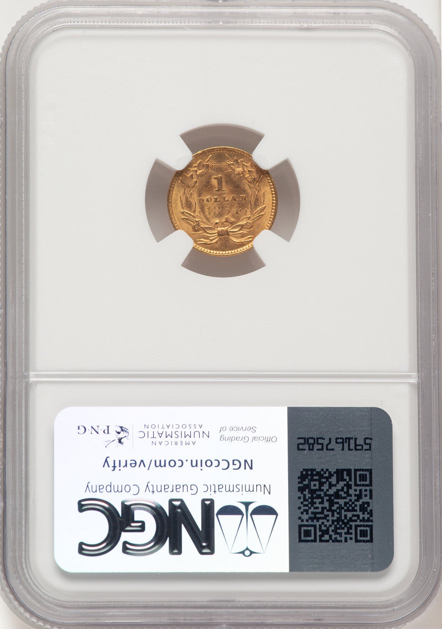 1854 G$1 Type Two Gold Dollar NGC MS63 (779239001)