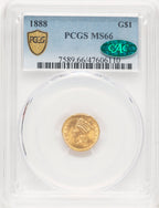 1888 G$1 CAC Gold Dollar PCGS MS66