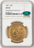 1861 $20 CAC Liberty Double Eagle NGC AU58 (779239005)