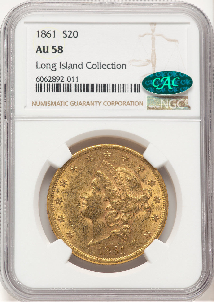 1861 $20 CAC Liberty Double Eagle NGC AU58 (779239005)