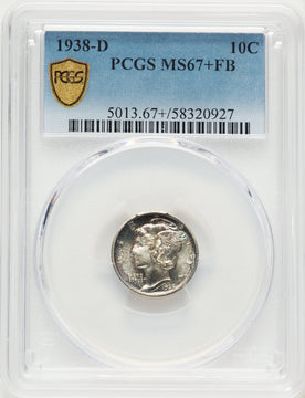 1938-D 10C FB Mercury Dime PCGS MS67+