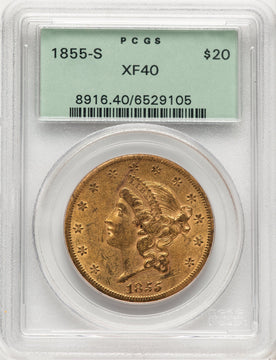 1855-S $20 Liberty Double Eagle PCGS XF40