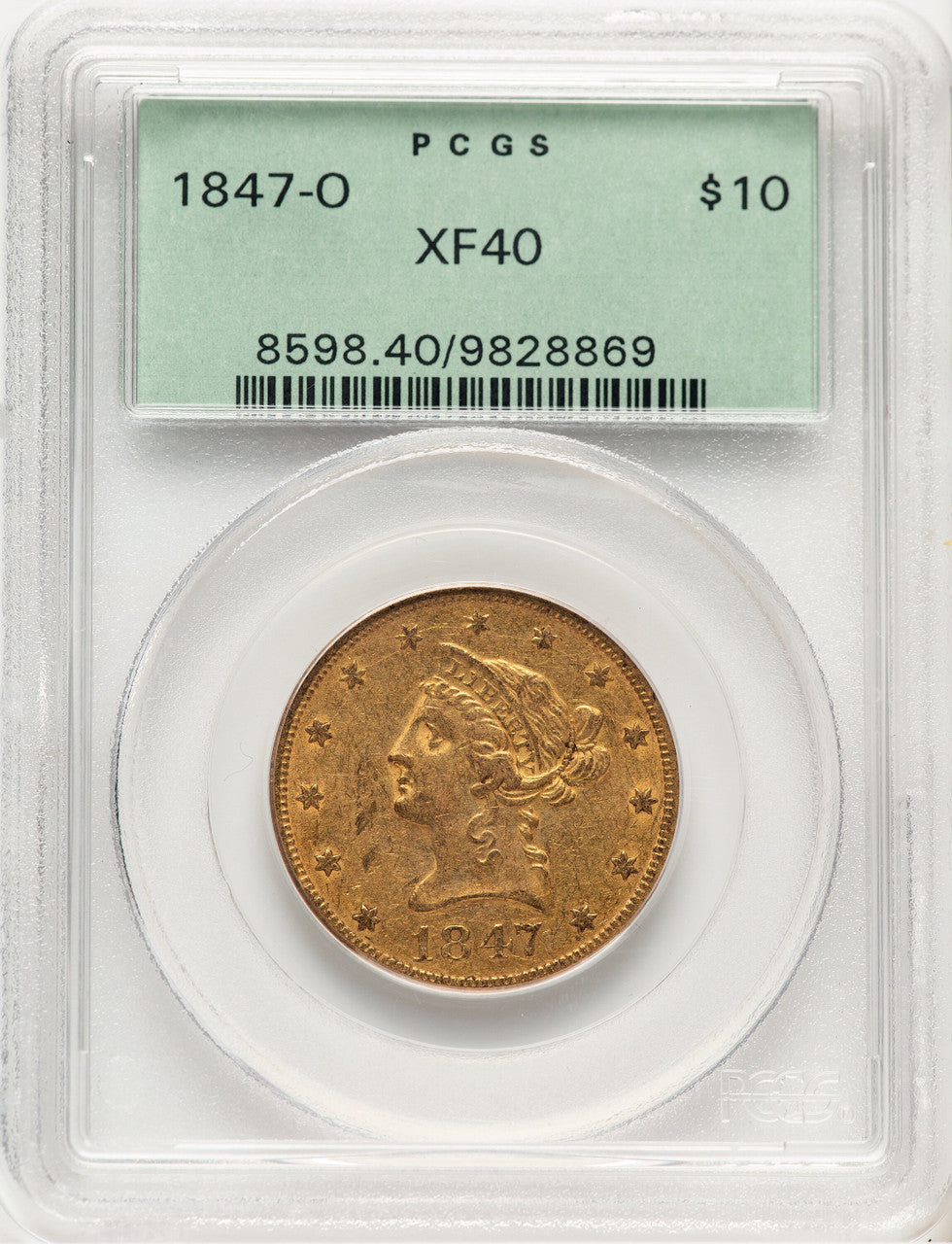 1847-O $10 Liberty Eagle PCGS XF40 (779247016)