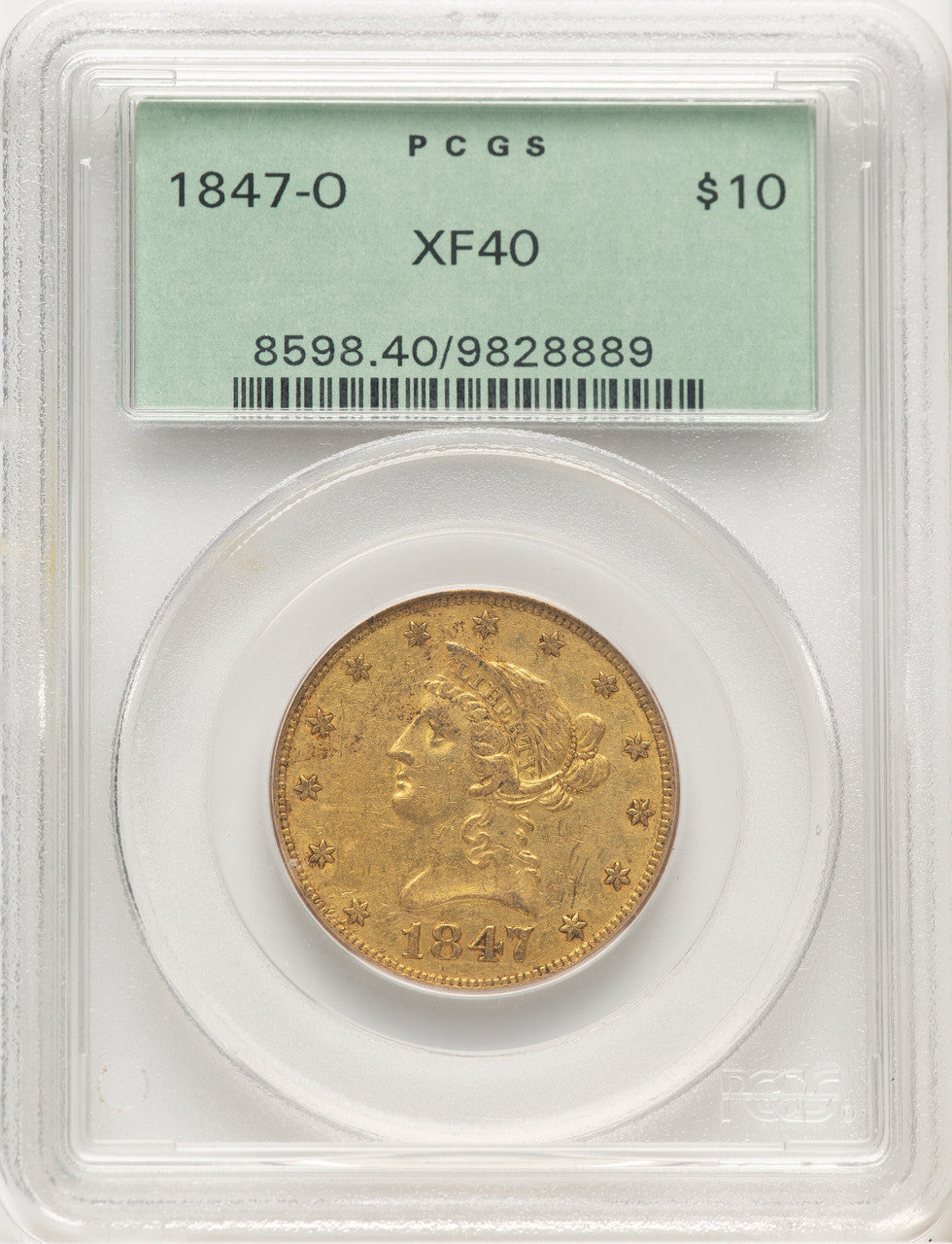 1847-O $10 Liberty Eagle PCGS XF40 (779247019)