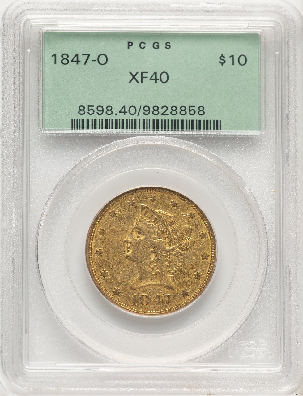 1847-O $10 Liberty Eagle PCGS XF40 (779247020)