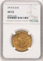 1914-S $10 Brown Label Indian Eagle NGC AU53