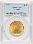 1907 $10 No Motto Indian Eagle PCGS MS63 (779247065)
