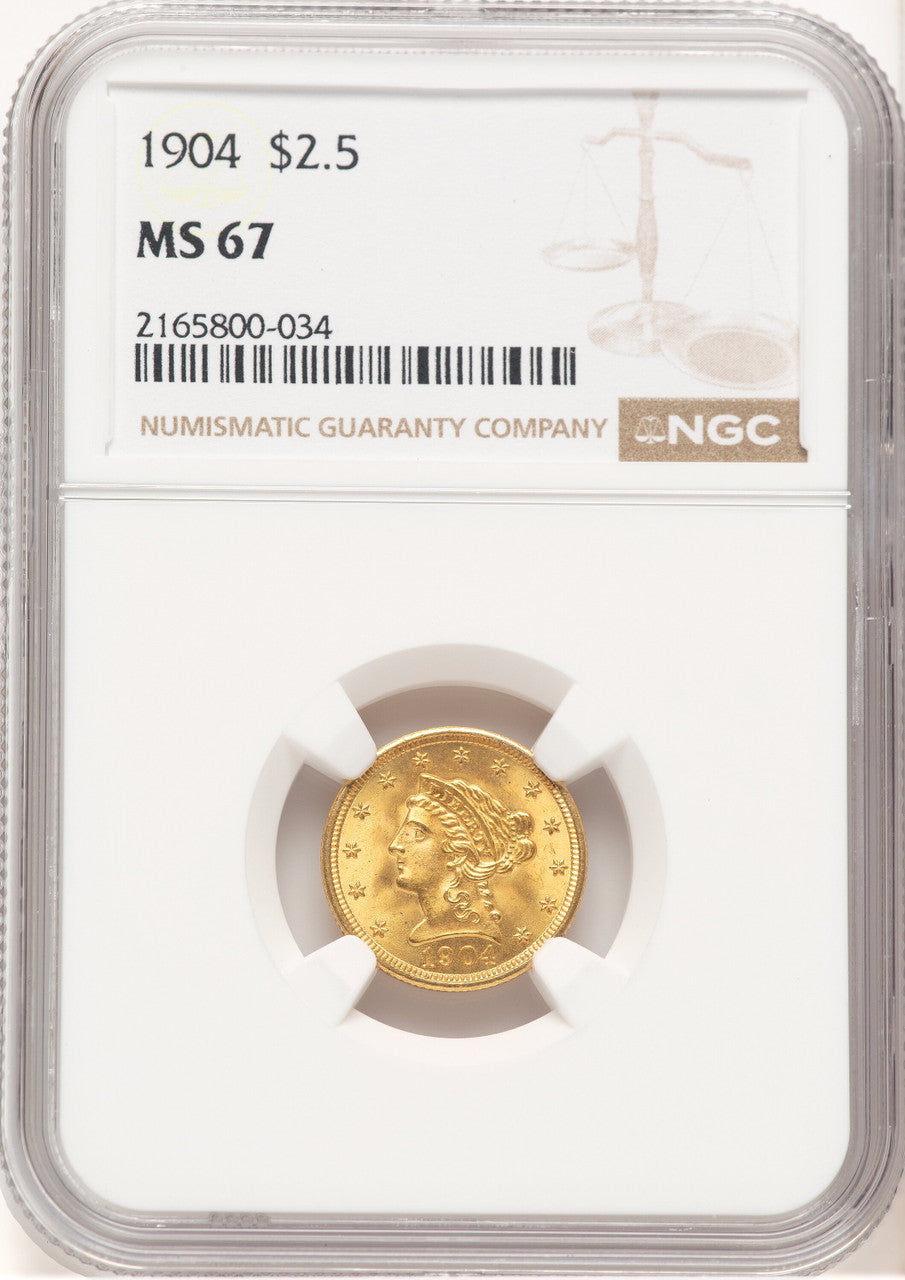 1904 $2.50 Brown Label Liberty Quarter Eagle NGC MS67