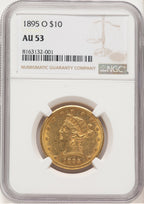 1895-O $10 Brown Label Liberty Eagle NGC AU53