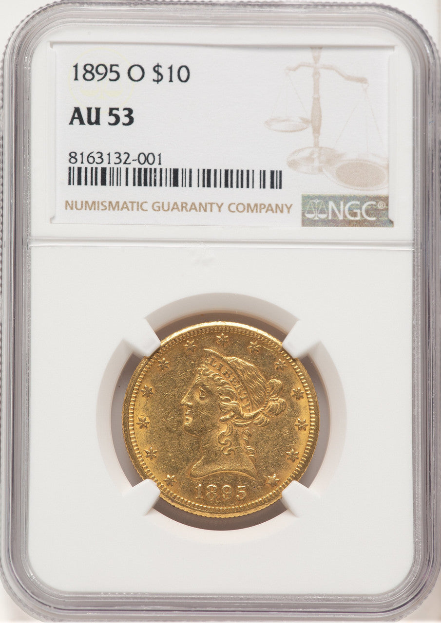 1895-O $10 Brown Label Liberty Eagle NGC AU53