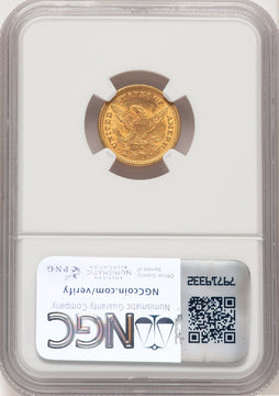 1873 $2.50 Closed 3 Brown Label Liberty Quarter Eagle NGC MS62