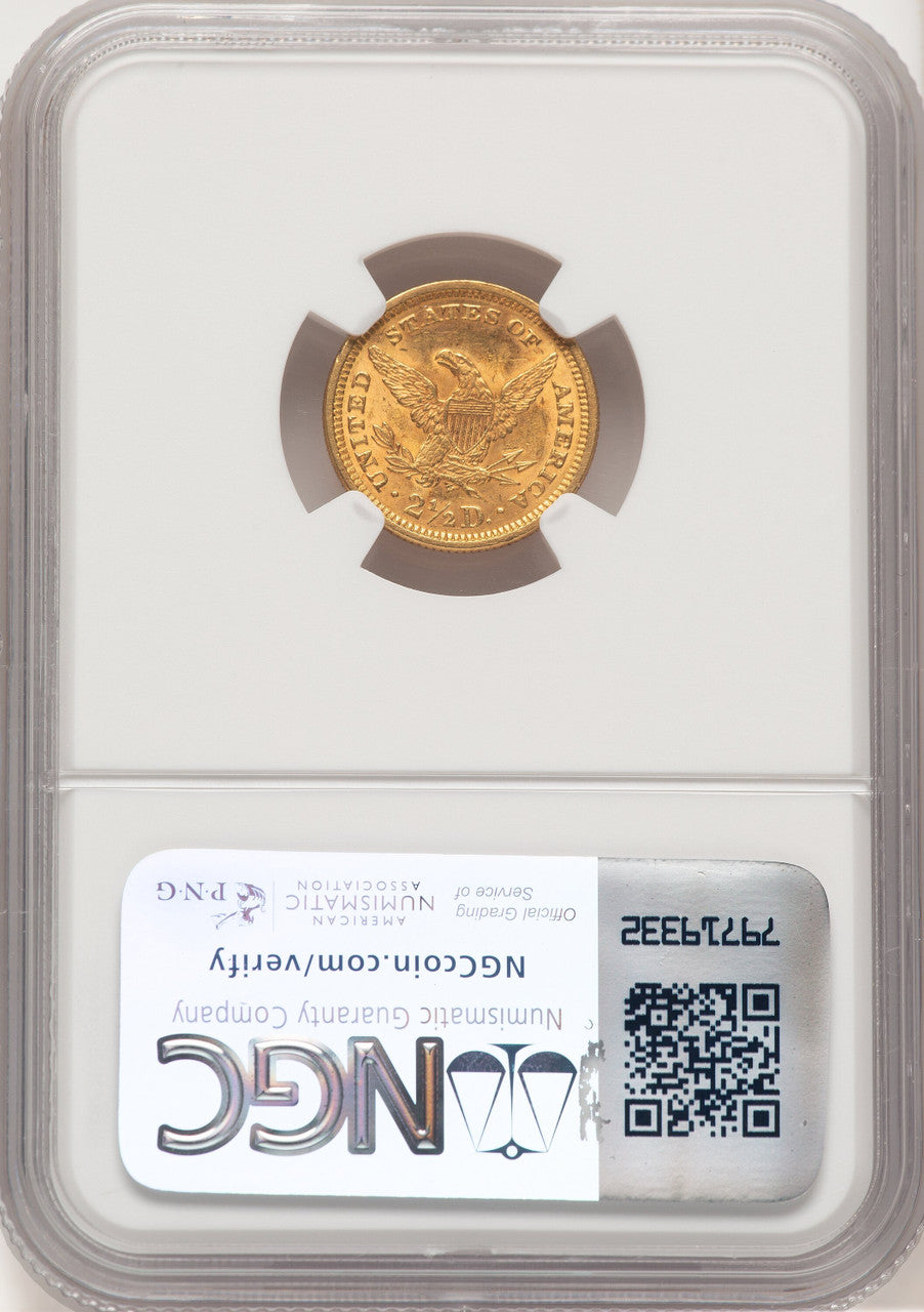 1873 $2.50 Closed 3 Brown Label Liberty Quarter Eagle NGC MS62