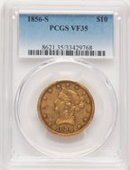 1856-S $10 Blue Gradient Liberty Eagle PCGS VF35