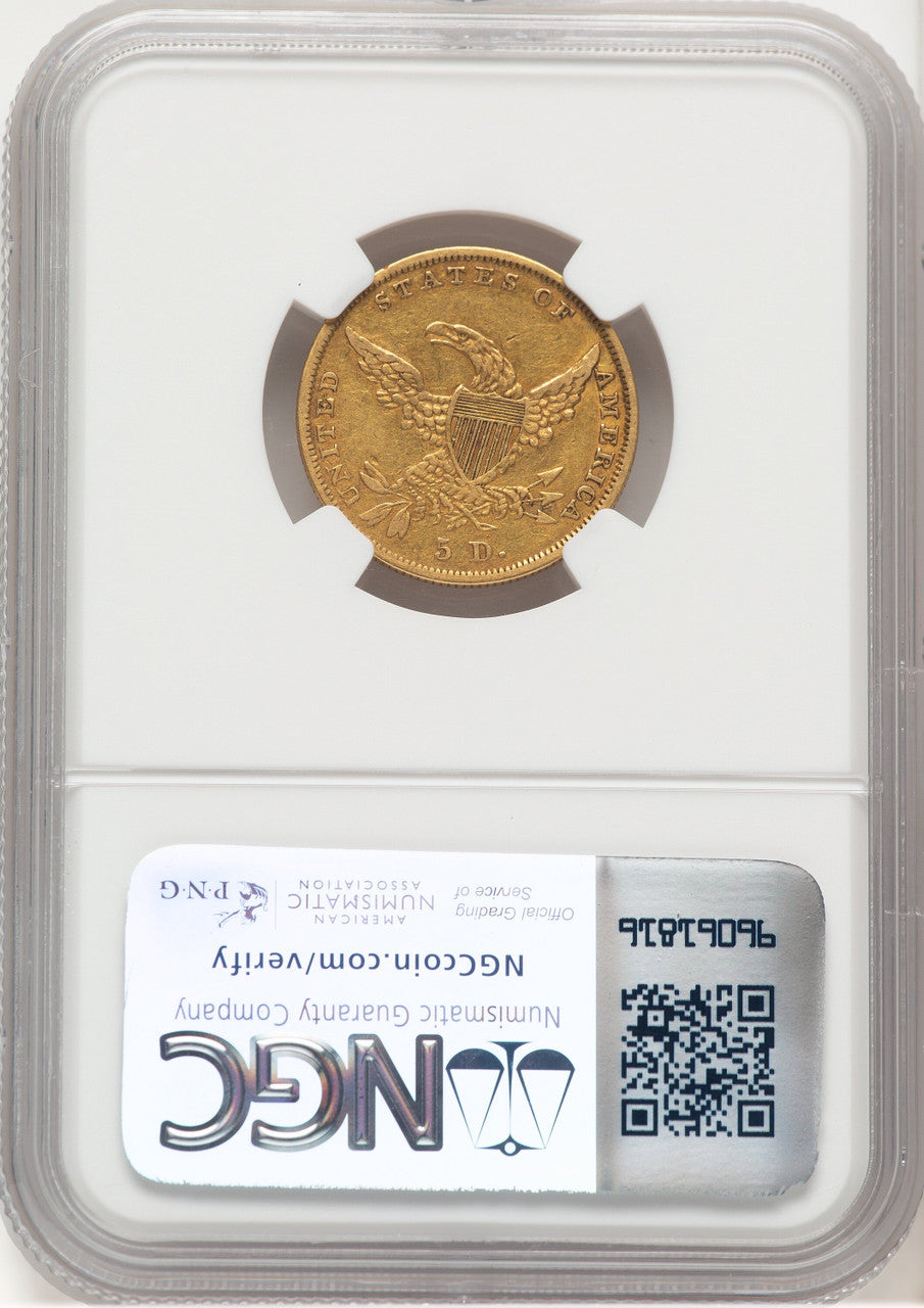1836 $5 Brown Label Classic Half Eagle NGC XF40