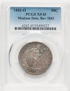 1842-O 50C Medium Date Seated Half Dollar PCGS XF45