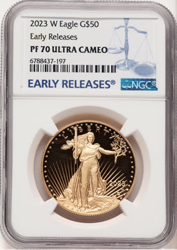 2023-W Proof Gold Eagle 1 oz ER Blue NGC PF70