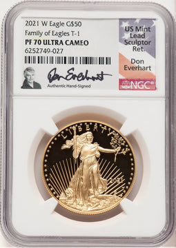 2021-W Type 1 Proof Gold Eagle 1 oz Don Everhart NGC MS70