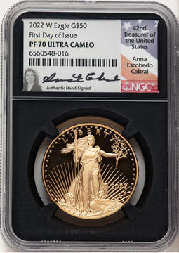 2022-W Proof Gold Eagle 1 oz FDI Anna Cabral NGC PF70
