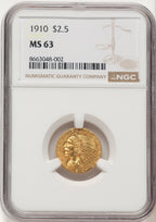 1910 $2.50 Indian Quarter Eagle NGC MS63 (779276022)