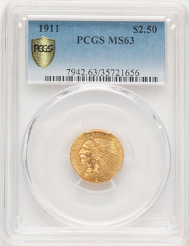 1911 $2.50 Indian Quarter Eagle PCGS MS63 (779276023)