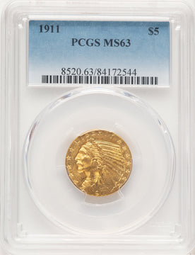 1911 $5 Indian Half Eagle PCGS MS63 (779276029)