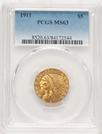 1911 $5 Indian Half Eagle PCGS MS63 (779276029)