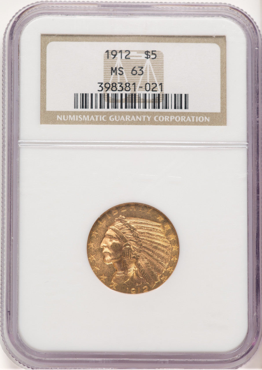 1912 $5 Indian Half Eagle NGC MS63 (779276030)